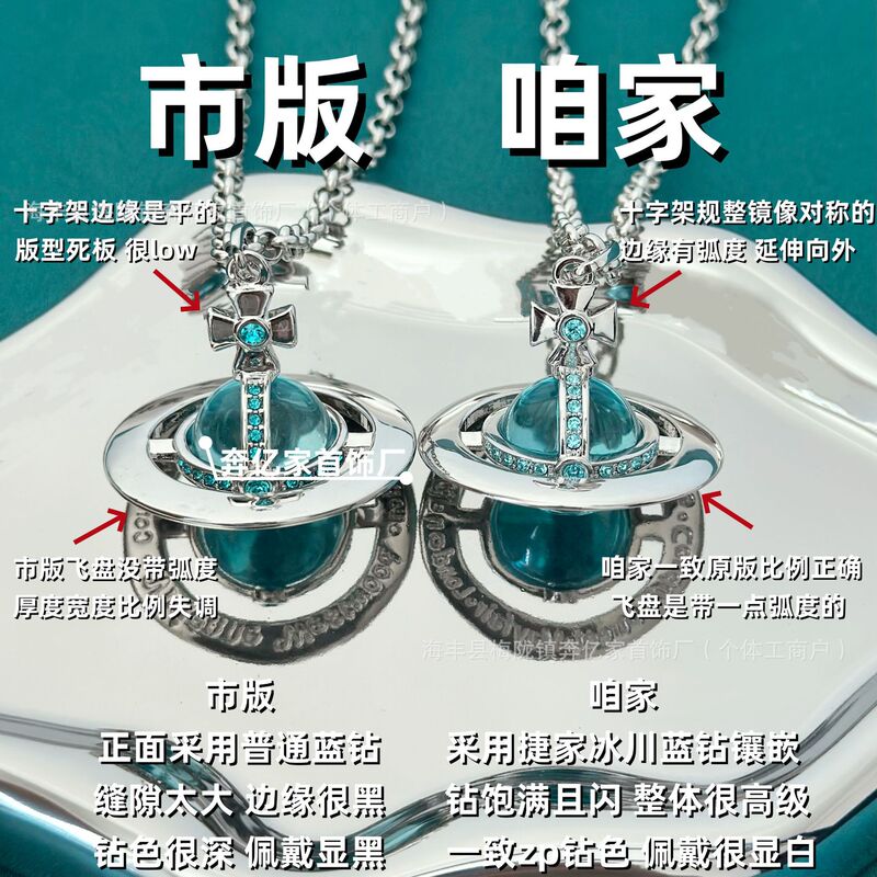 Empress Orb Large Three-Dimensional Earth Planet Necklace Mint Green Glacier Blue 20mm Pendant High-End Sweater Chain