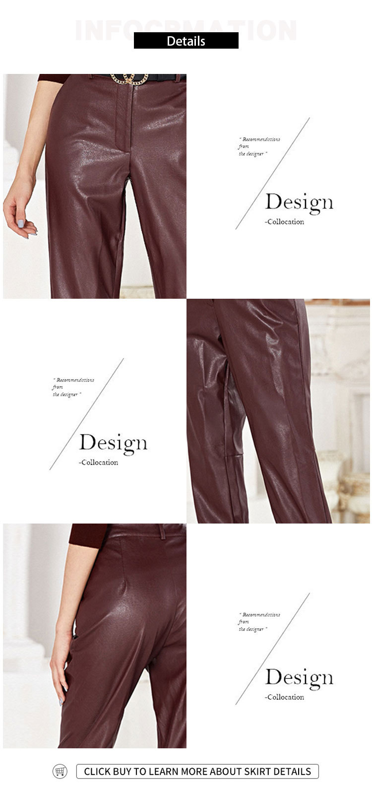 high-waist brown haren Leather Pants NSGHF122915