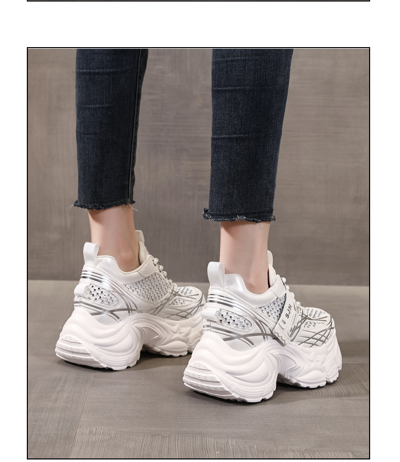 Giày sneaker nữ đế dày platform tăng chiều cao phong cách hot trend — đen chi tiết 13