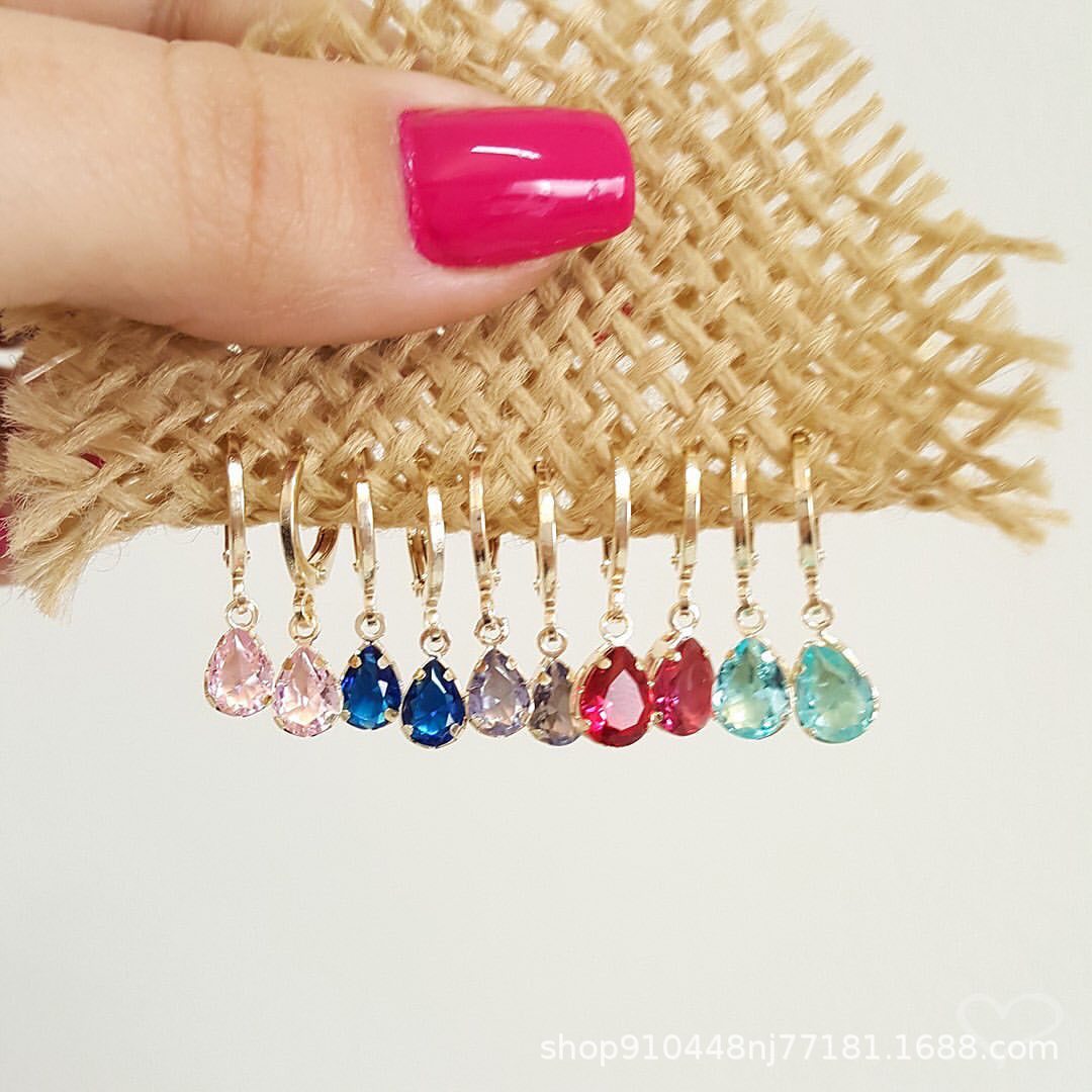 5g Weight Copper Ear Needle Material Zircon Inlay Material Drop Earrings Classification 1 Pair Simple Style Classic Style Water Droplets Inlay Copper Zircon Drop Earrings