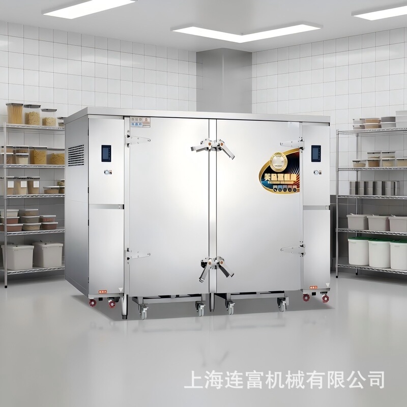 Double-Door 48-Tray Trolley Steamer with Steam Generator, Electric Heating Rice Steamer, Microcomputer Control for Time and Temperature Double-Door 48-Tray Trolley Steamer with Steam Generator, Electric Heating Rice Steamer, Microcomputer Control for Time and Temperature