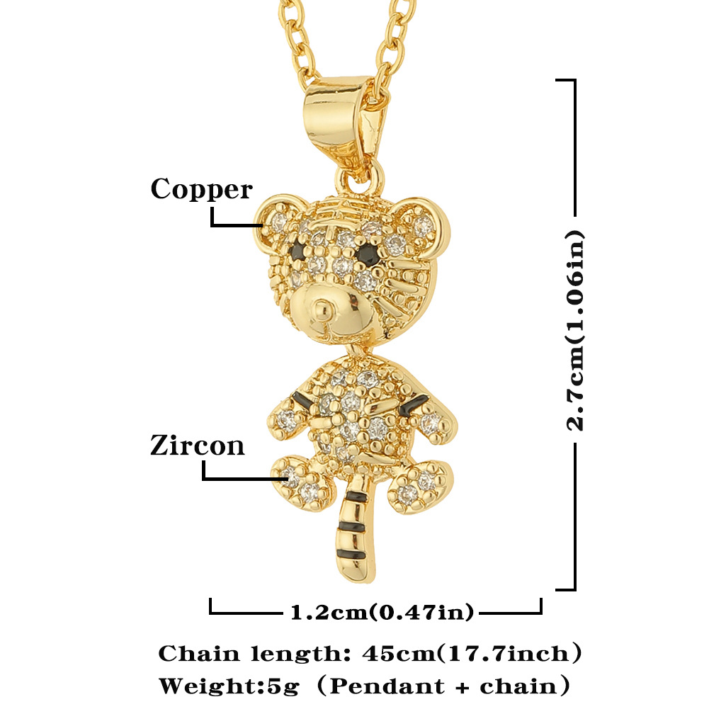 Collier d39anne de naissance du zodiaque tigre pendentif en diamant de dessin anim collier en cuivrepicture1