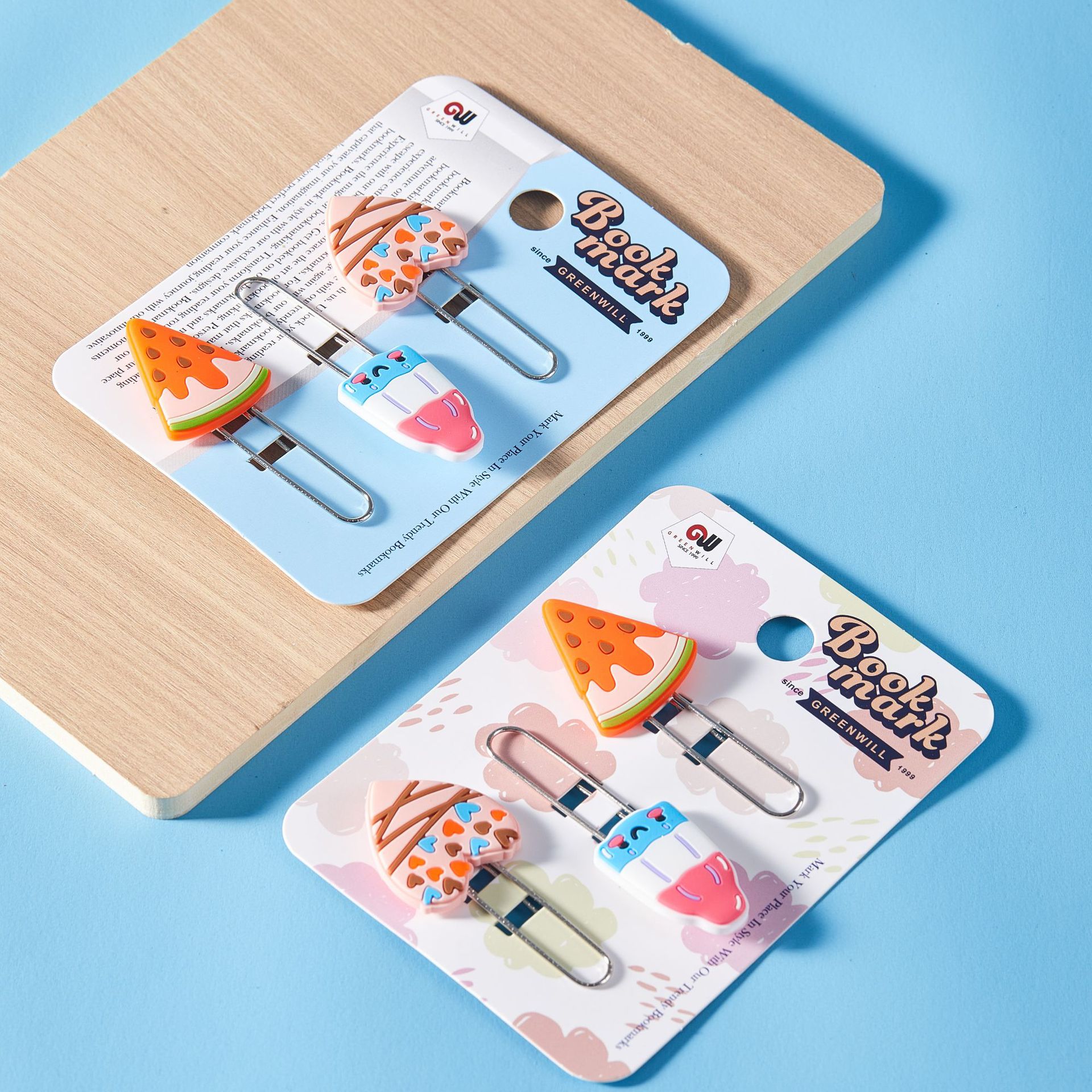 Caricatura de PVC interesante helado clip clip marcadores estudiantes papel de prueba de clasificación clip de notas suministros de oficina clip papelería