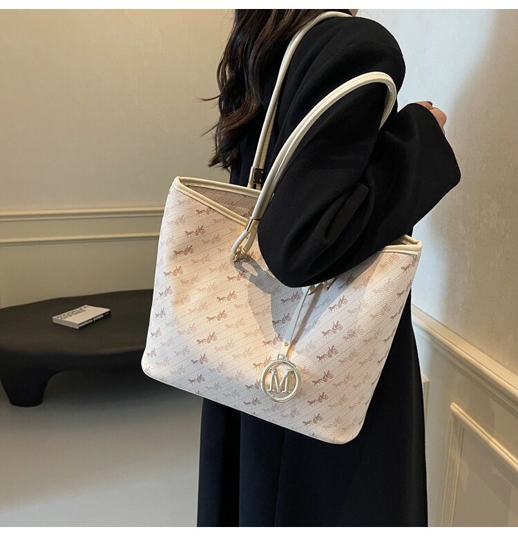 Túi tote nữ cỡ lớn đeo vai đa năng phong cách thanh lịch — Màu hồng, Màu trắng be, Màu xanh lam nhạt, Màu xanh đậm chi tiết 18