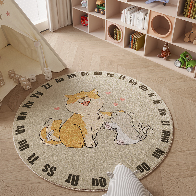 Round carpet lambswool bedroom bedside blanket thickened short fluff room climbing mat reading area cartoon floor mat
