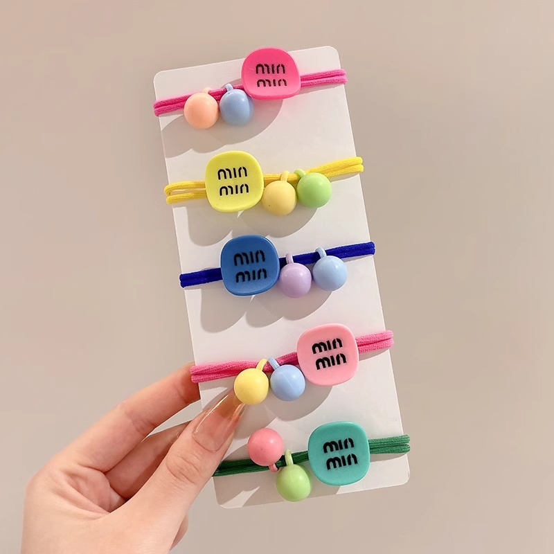 Color no daña anillo para el cabello de la niña atada bola cabeza cinta elástica lindos dibujos animados conejo flor cabeza adornos para el cabello