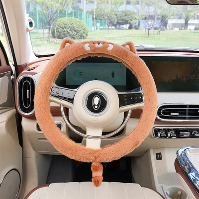 Steering Wheel Cover Winter Plush: Steering wheel cover - mink-raccoon-fur-hand-muff-round-38cm