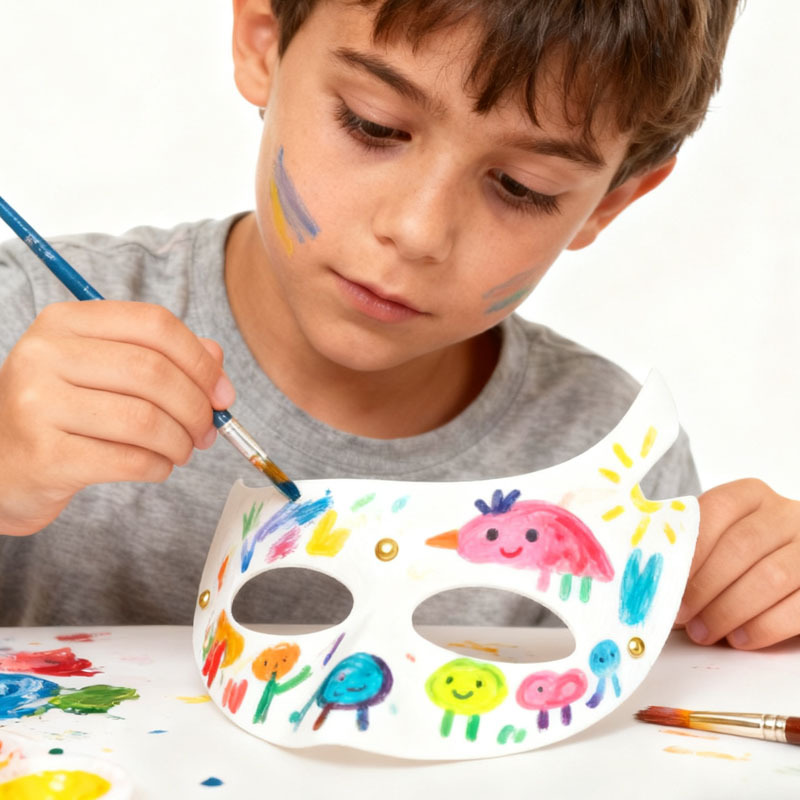 Amazon Venta caliente accesorios de máscara en blanco papel blanco pulpa pintado a mano jardín de infantes niños material didáctico de graffiti hecho a mano