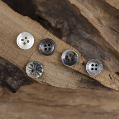 加厚寬邊導邊黑蝶貝襯衫紐扣復古休閒高定襯衣連衣裙白蝶貝殼扣子