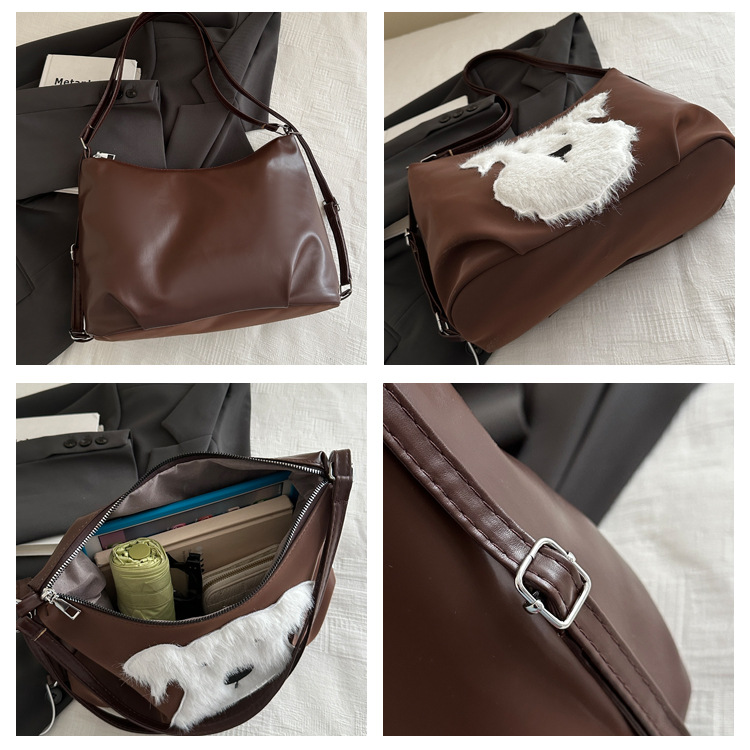 Cute little dog tote bag, women's bag, fashionable new school style backpack, large-capacity commuting single-shoulder bag undefined