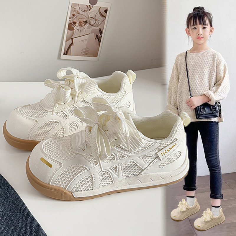 醜くてかわいい密なメッシュの白い靴女の子の道徳訓練 2025 夏と秋の新しいニッチデザイン薄いフォレスト・ガンプ スポーツ スニーカー|undefined