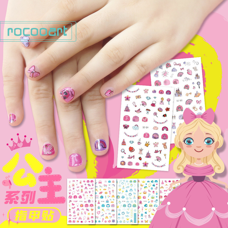 Cross-border supply of new children's nail stickers thin transparent self-adhesive nail decals cartoon cute princess stickers