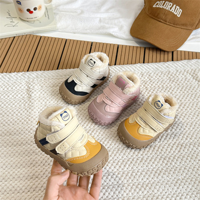 Бархатная хлопковая обувь Baby plus, обувь для малышей, осень-зима 2025, новый дизайн, теплая верхняя одежда для мальчиков на мягкой подошве, хлопковая обувь для девочек