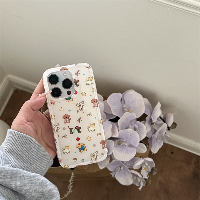 Dibujos animados lindo postre de pantalla completa para perros Apple 16ProMax funda para teléfono móvil 15Pro colgante 14/13 femenino 16