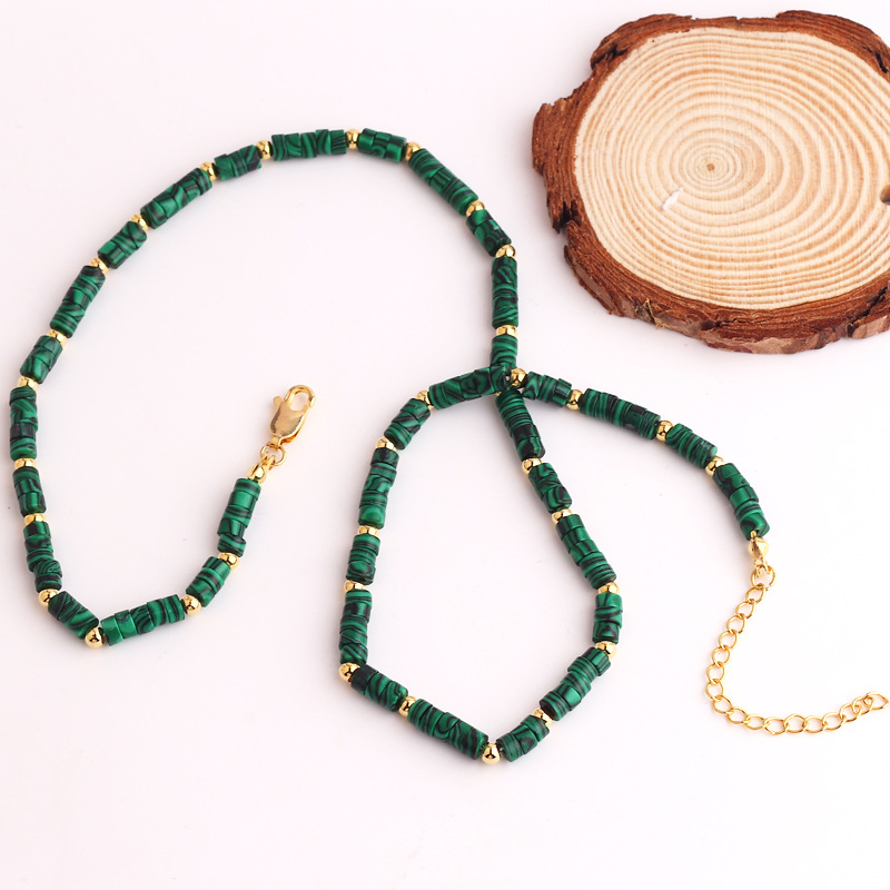 Retro Geometric natural stone Gold Plated Necklace 1 Piece