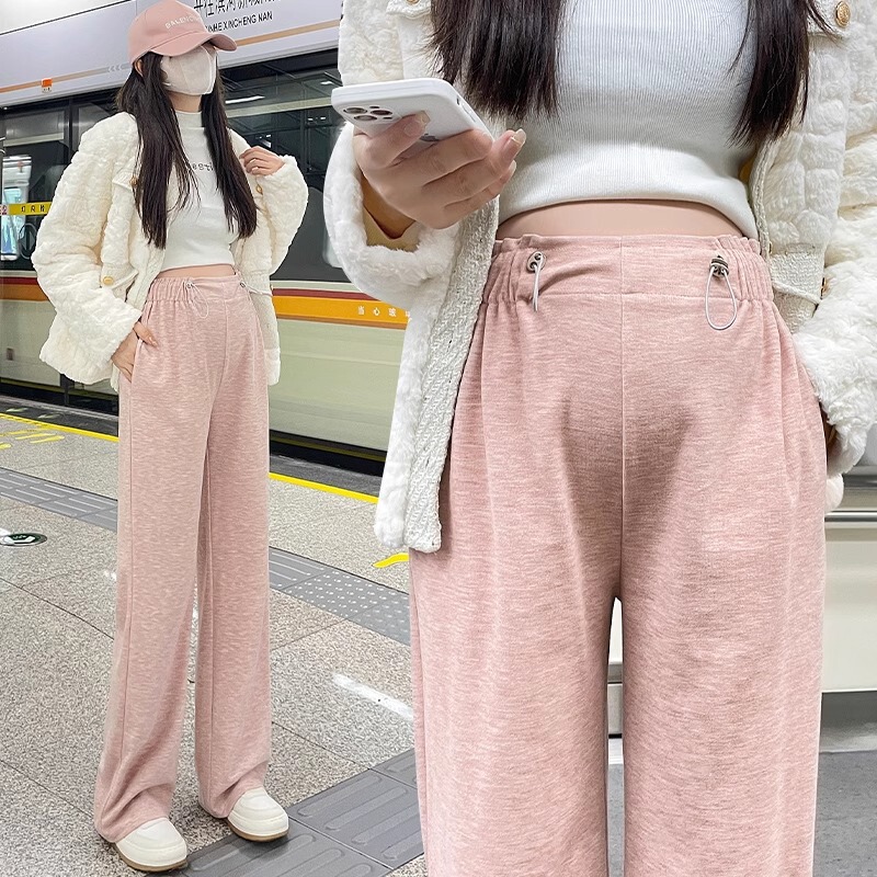 Factory pregnant women's pants for outer wear autumn and winter fleece-lined thickened plus size straight wide-leg pants belly support adjustable one-piece delivery Factory pregnant women's pants for outer wear autumn and winter fleece-lined thickened plus size straight wide-leg pants belly support adjustable one-piece delivery