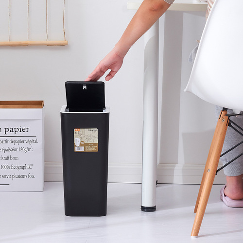 Home-use Sanitary Classification Trash Can, Kitchen Living Room Bedroom Simple Push-Button Rectangular Litter Bin with Lid