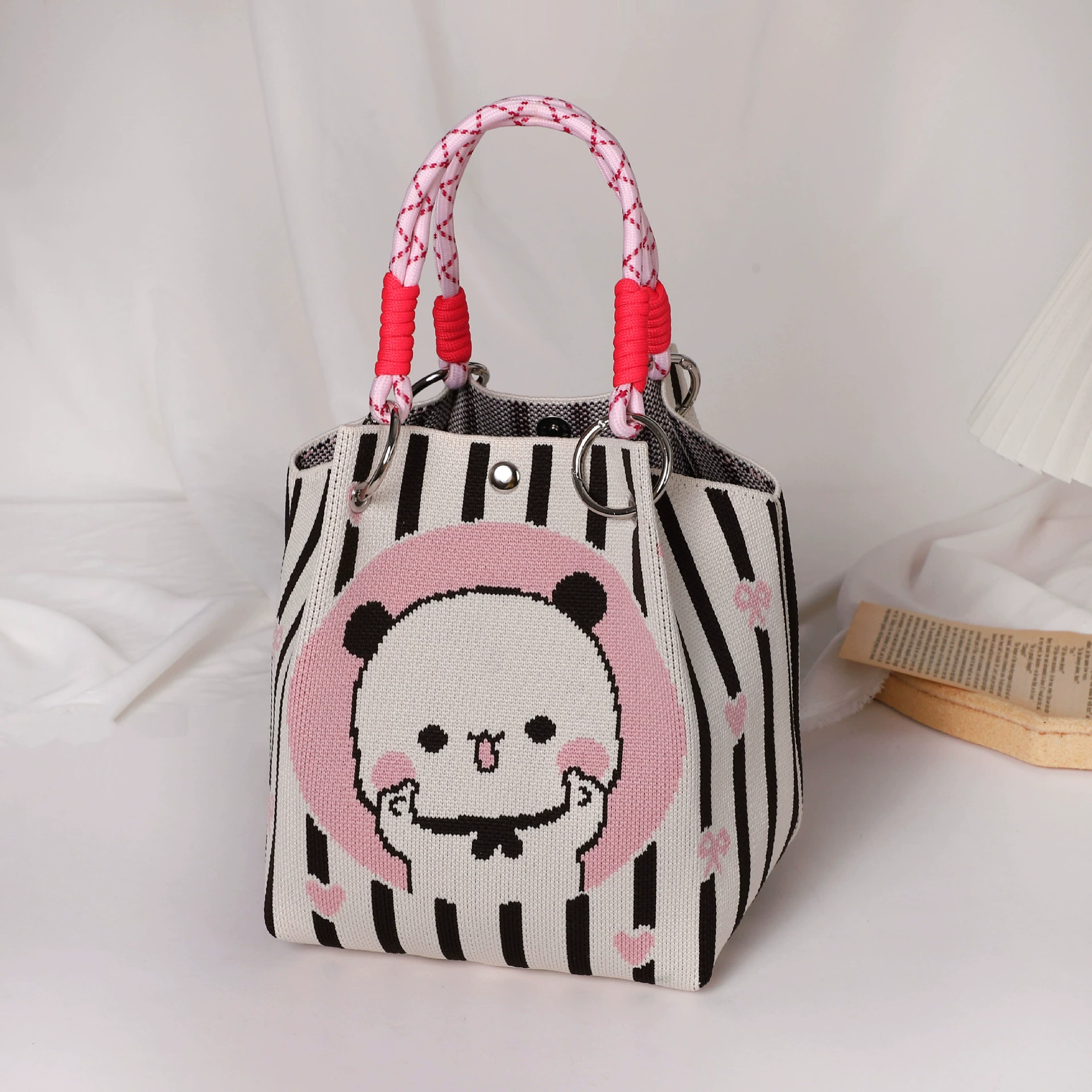 Woven knitted three dimensional purse, small clutch bag