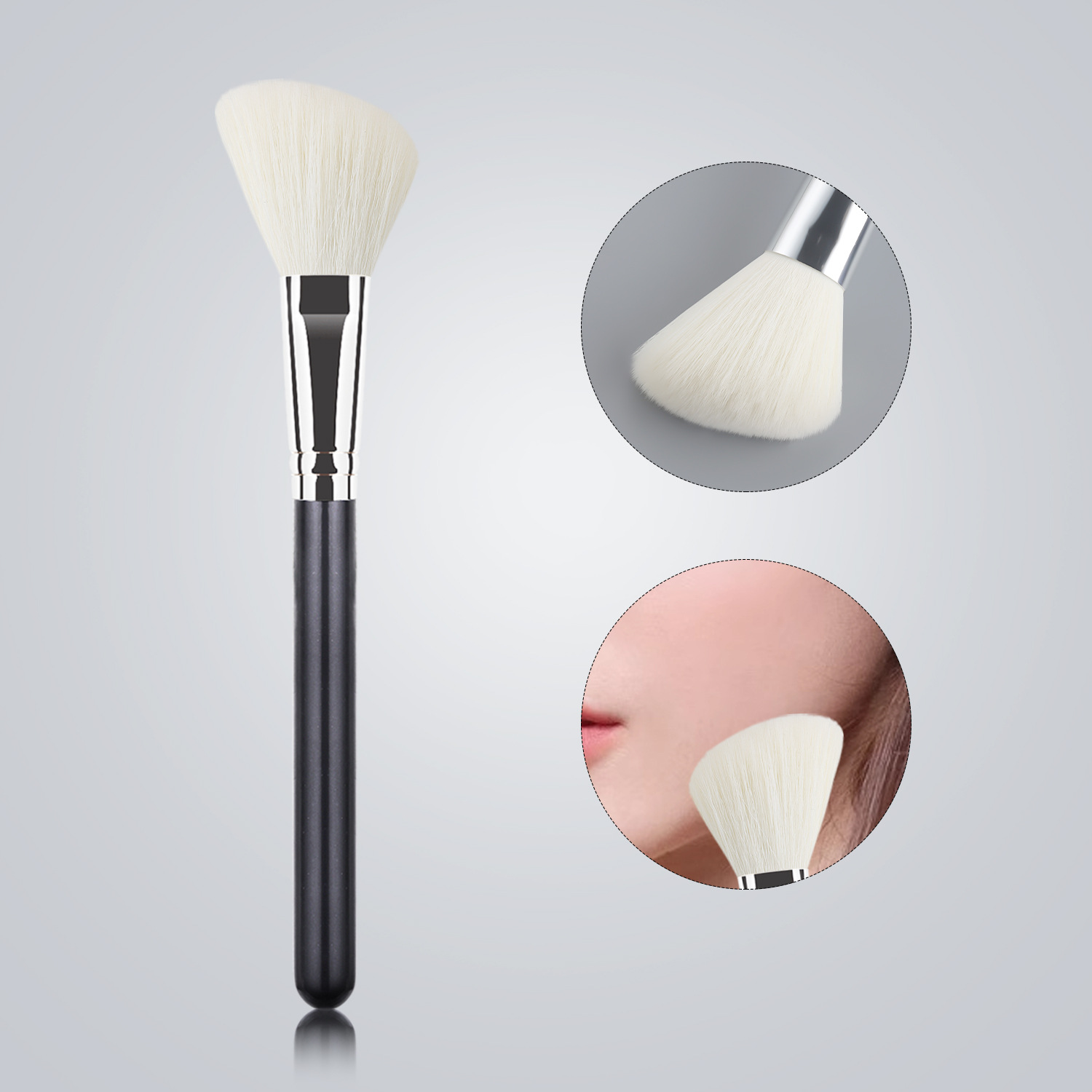 Sombra solo cepillo de maquillaje de alta calidad grande cepillo suelto cepillo de La Fundación cepillo de sombra de ojos cepillo en forma de abanico belleza