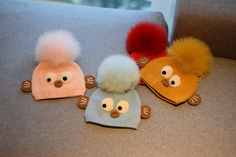 Baby Girl's Baby Boy's Cartoon Style Cute Cartoon Pom Poms Baby Hat display picture 2