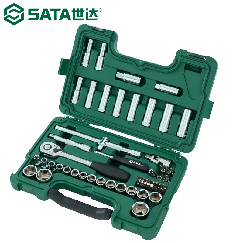 世达09007套筒汽修机修工具棘轮扳手工具箱60件套1/2英寸12.5mm