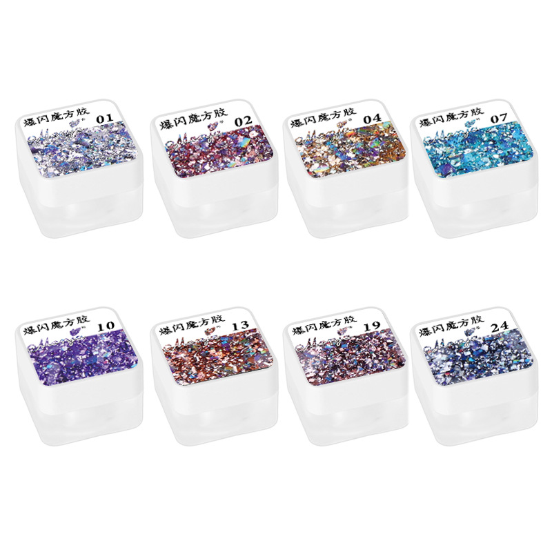 2025 nuevo esmalte de uñas flash diamante pegamento salón de uñas súper brillante pegamento de fototerapia cubo de Rubik esmalte de uñas flash