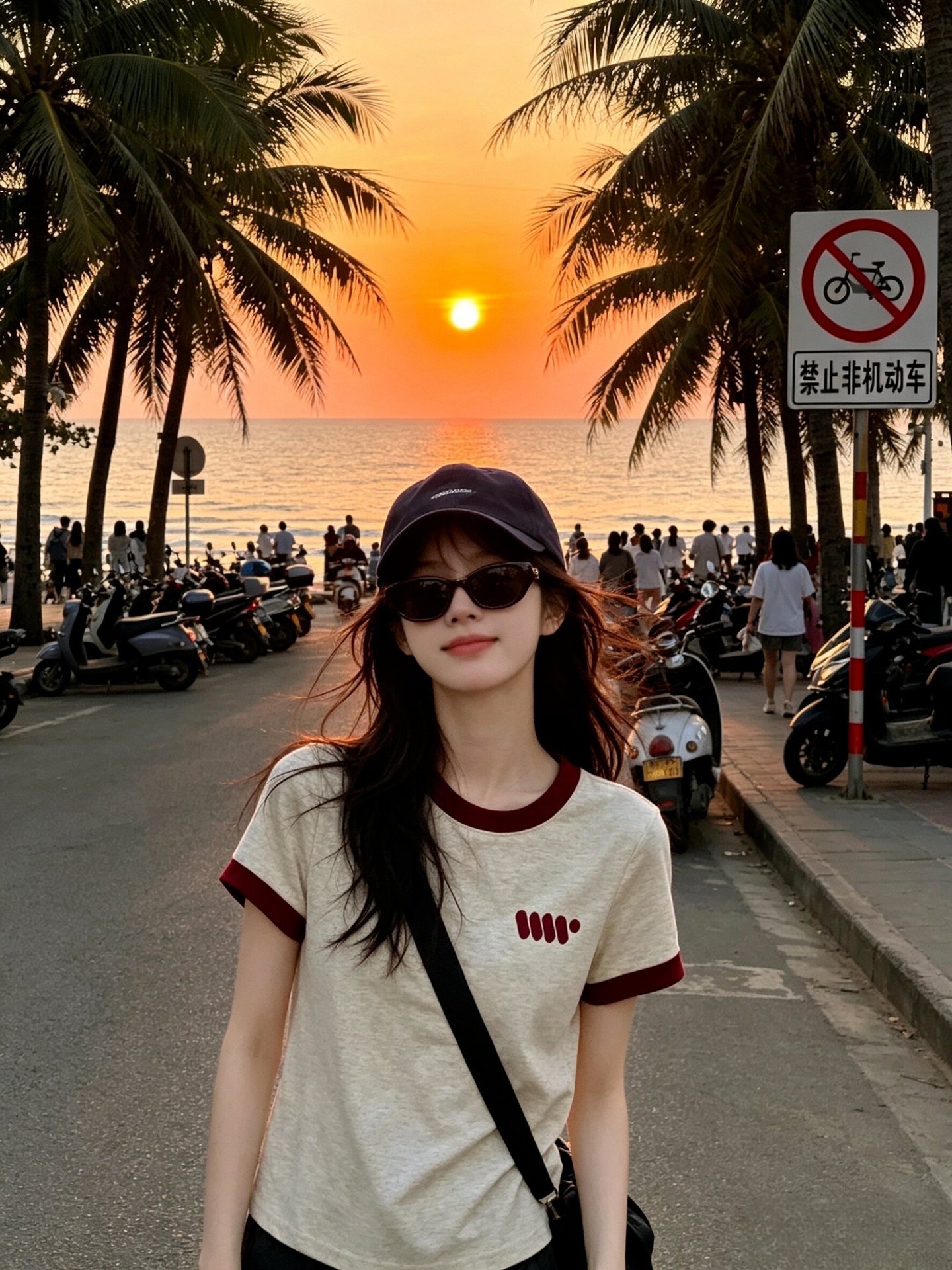 Áo thun nữ cổ tròn tay ngắn phối màu vai xuôi, in họa tiết trẻ trung — Màu ảnh chi tiết 4
