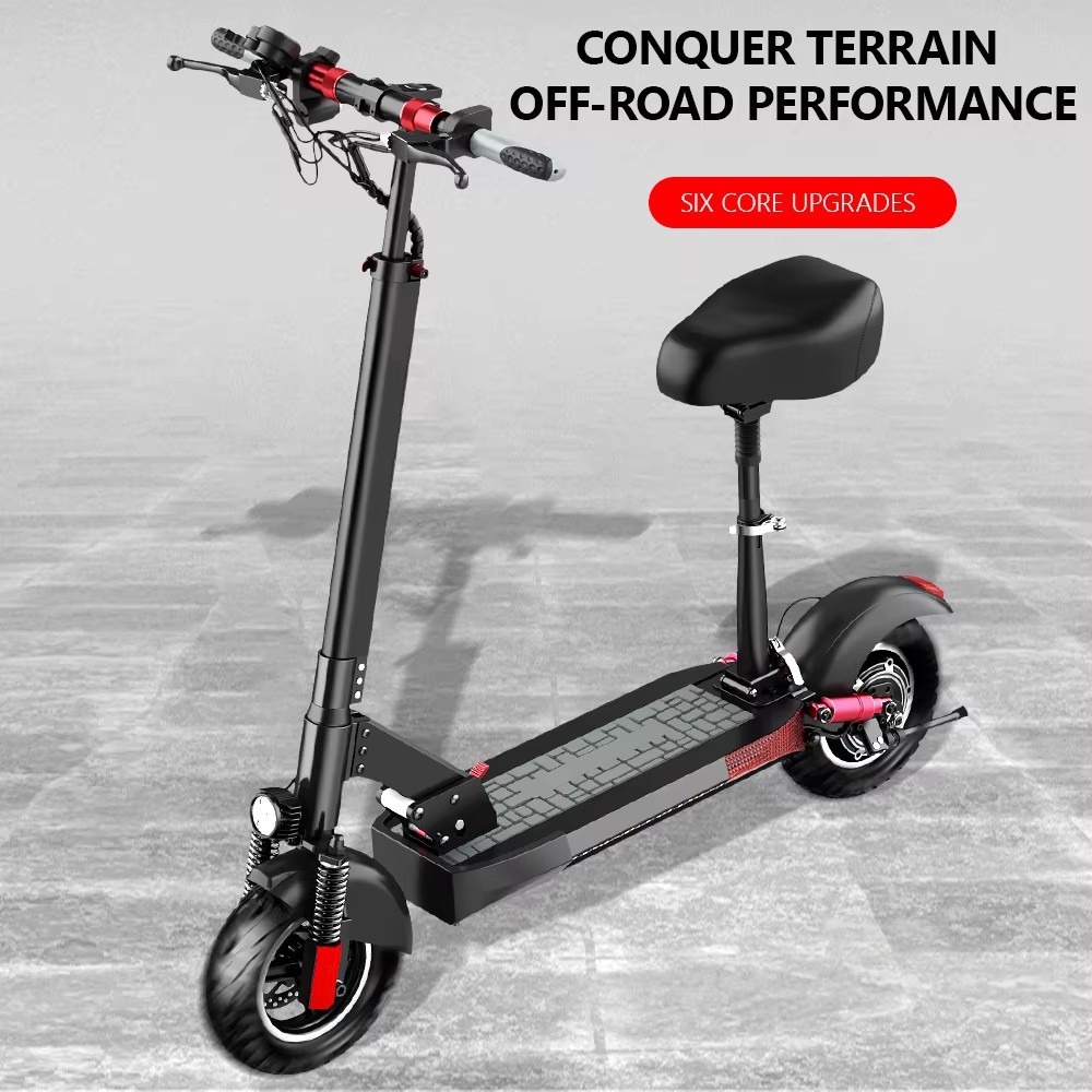 Off-Road Electric Scooter, Foldable Two-Wheeled Vehicle, Portable Mini Lithium Battery Scooter with Seat
