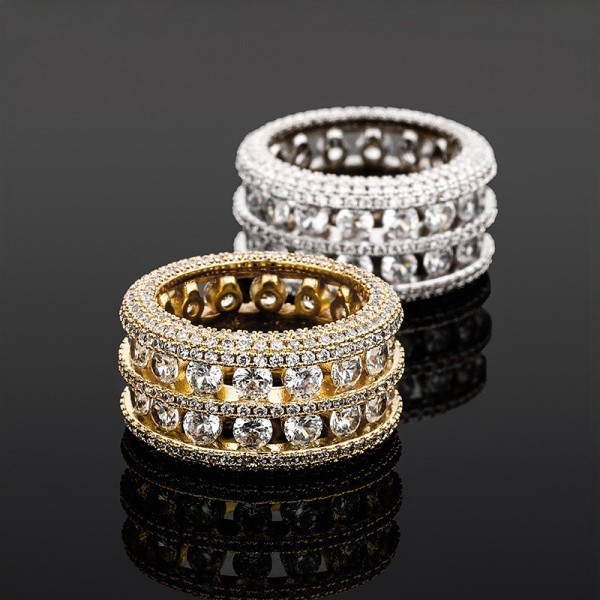 trend fashionable ring hip-hop style with zircon