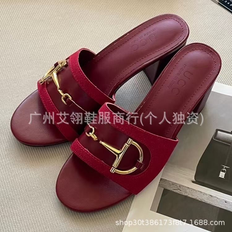 欧美时尚高跟凉鞋2025新款真皮金属皮革拼接气质沙滩女鞋织带外贸|undefined
