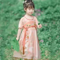 Летнее платье Hanfu для маленькой девочки с цветочным узором во дворе, милая детская юбка в древнем стиле для девочек, детская юбка Hanfu для девочек