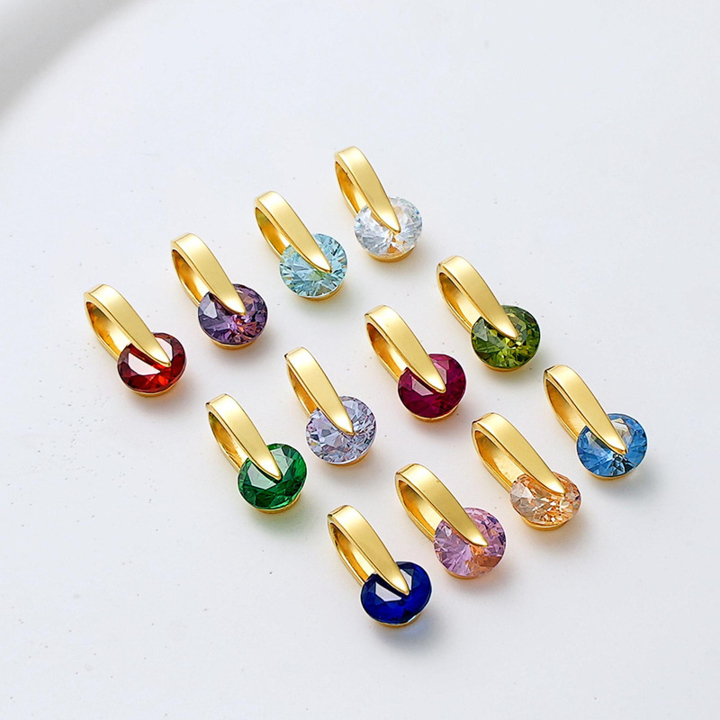 Cross-Border Classic Rotatable DIY Freely-Assembled Birthstone Stainless Steel Jewelry Pendant Birthstone Necklace Accessories