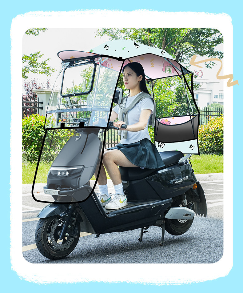 Wholesale Electric Vehicle Rain Shelter, Foldable Electric Motorcycle Sunshade Umbrella, Windproof Quick-Release Rainproof Carport