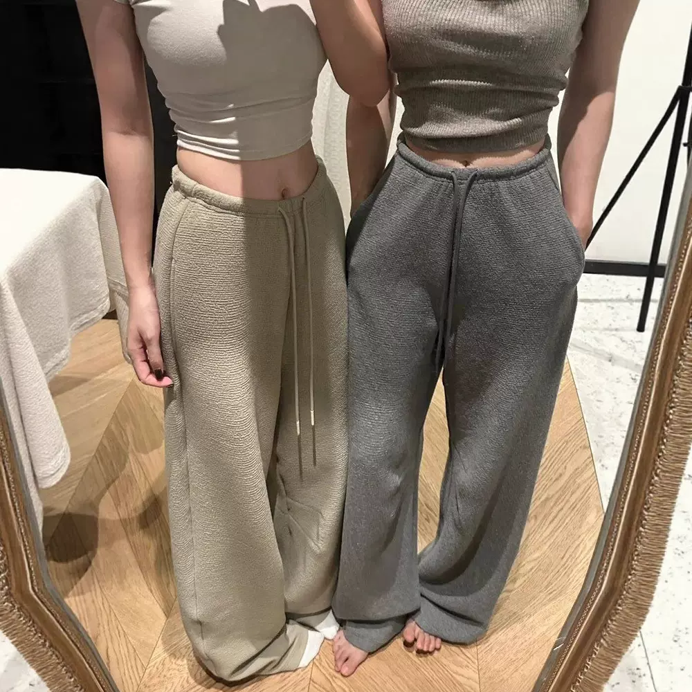 卡其色窄版香蕉卫裤女春秋2025新款松弛感宽松直筒高腰显瘦阔腿裤