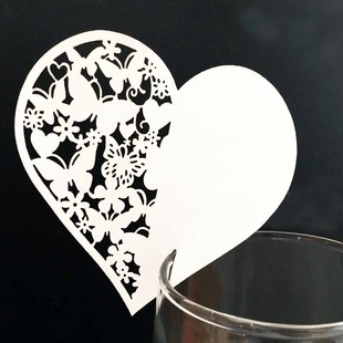 Creative heart-shaped seat card Golden love card hollow butterfly card name seat card Shenzhen wholesale