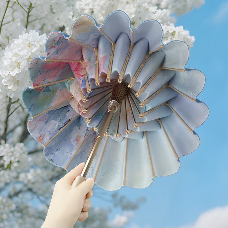 Tiktok Trending 32-Rib New Chinese-Style Vintage Folding Umbrella for Women, Dual-Use for Sun and Rain, Uv Protection Sun Umbrella