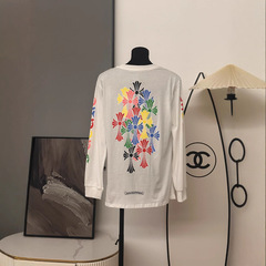 ハイバージョン~Chクロウカラークロス馬蹄サンスクリット長袖男女同型プリント新作Tシャツトップス