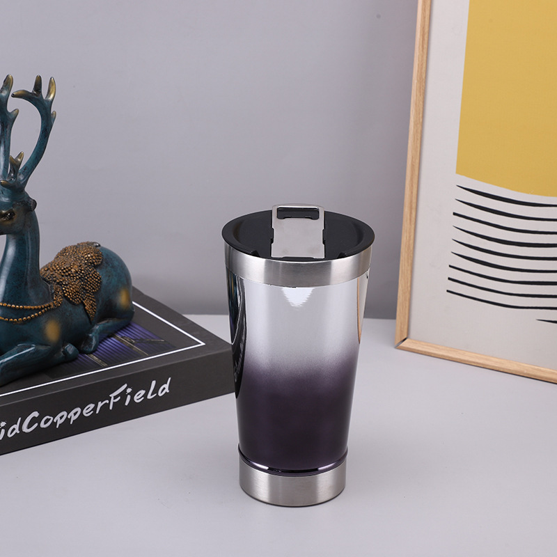 Gradiente creativo galvanoplastia UV con taza abridor de botellas de cerveza 304 aislamiento de acero inoxidable taza de helado de mantenimiento de frío taza de coche