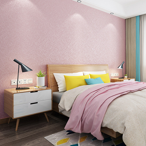 Wallpaper self-adhesive wholesale imitation linen patterned wallpaper hotel living room bedroom solid color renovation silk self-adhesive cross-border