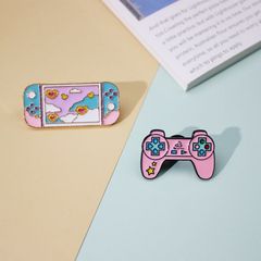 Personalized Creative Cartoon Girl Pink Game Controller Pin, Cute Rainbow Game Controller Oil Drop Pin