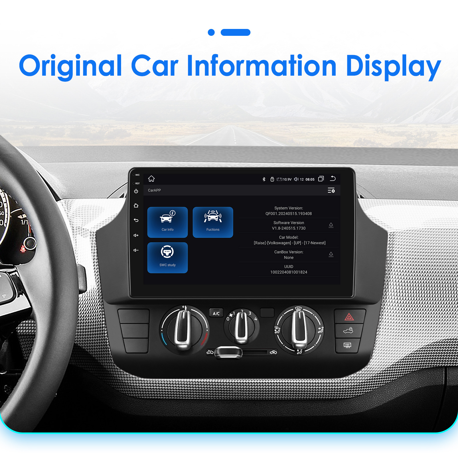 Suitable for 17-23 Models of Volkswagen Up, Android Large-Screen Navigation Gps, Bluetooth Reversing Camera, Carplay Manual Version