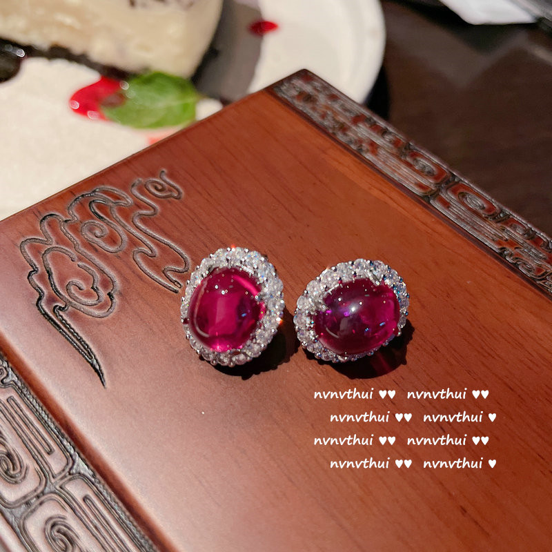 비둘기 빨간 계란 꽃 지르콘 귀걸이 쌍