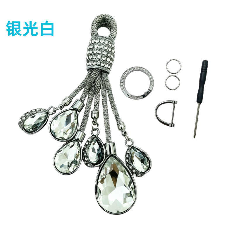 Factory High-End Car Keychain Pendant Goddess Crystal Pendant with Diamond-Encrusted Ring Keychain, Popular Cross-Border Sales