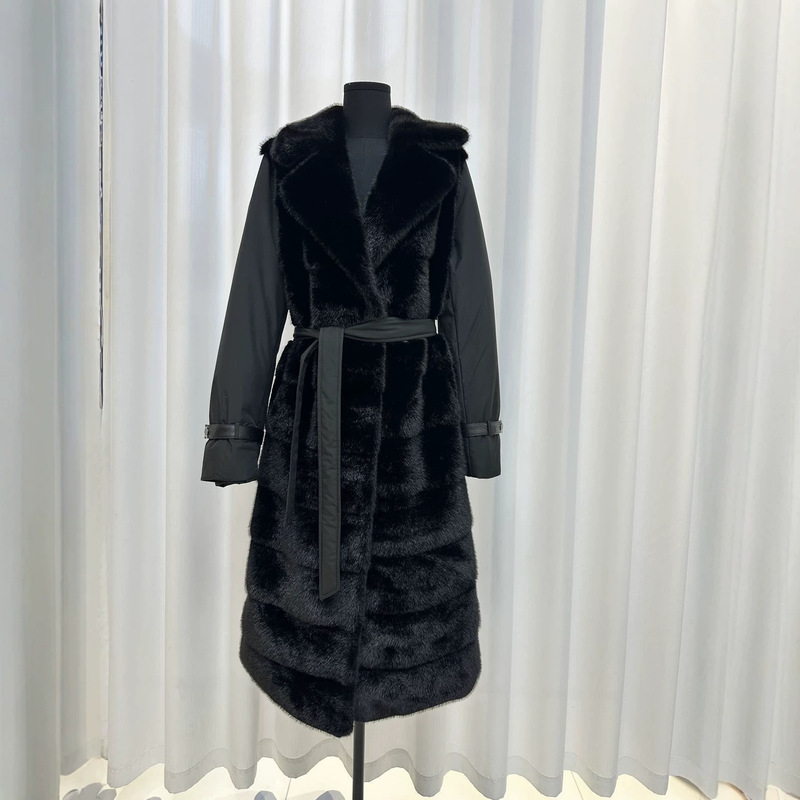 26 Autumn/Winter New Waterproof Mink Fur Long Belted Slimming Fashion Trendy White Duck Down Women's Warm Coat 26 Autumn/Winter New Waterproof Mink Fur Long Belted Slimming Fashion Trendy White Duck Down Women's Warm Coat