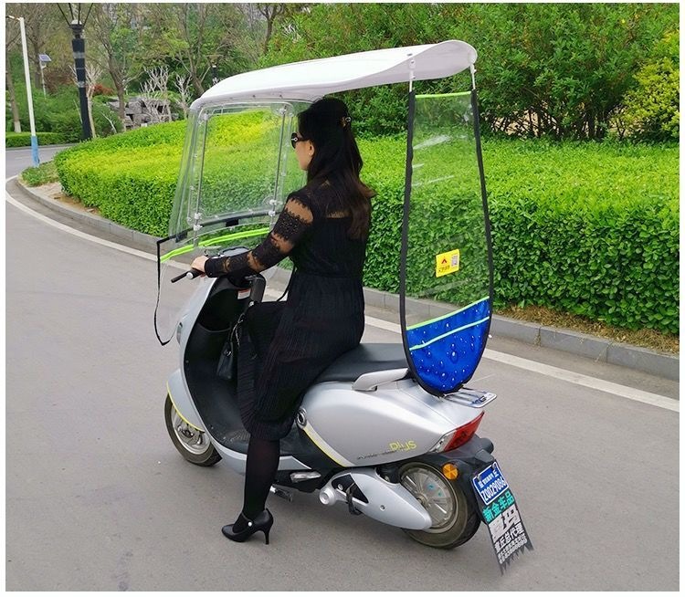 New model 7-shaped electric vehicle canopy, sunshade, motorcycle windproof cover, rainproof and thickened awning