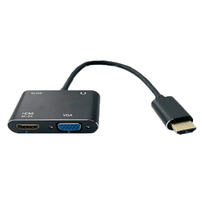 HDMI к HDMI+VGA высокое разрешение, двухвходовый аудио-блок питания HDMI один вход, два выхода 4K поддержка Туньсян