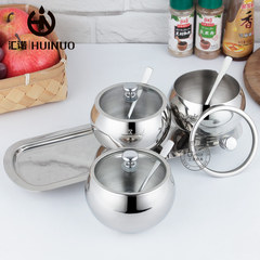 304 stainless steel seasoning set kitchen visible spice container round seasoning container salt sugar can European spice container