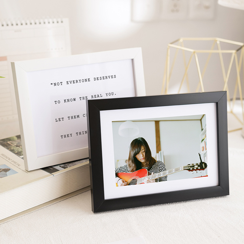 Wooden Wall-Mounted Photo Frame, White Photo Studio Frame, Black Children's Display Stand, Wholesale Simple Photo Wall