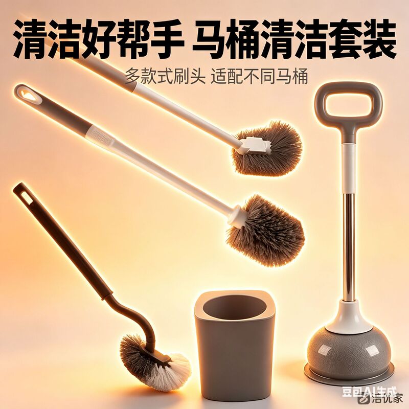 New Toilet Brush Set for Bathroom Wall Mounting, No Dead Corners, Household Cleaning Brush, Bathroom Cleaning Tool for Squat Toilets