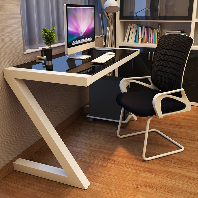 Simple Modern tempered glass computer desk desktop home office table bedroom desk storage with drawer